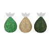 SPARKLY GREEN/CHAMPAGNE LED ANGEL GLASS ASS 7X12CM