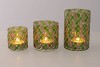 GLOWING MOSAIC GREEN/SAND T-LIGHTS 10X15CM