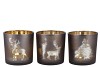 JOLLY ANTRACITE/GOLD T-LIGHTS ASS 15X15CM