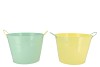 ZINC BASIC PASTEL GREEN/YELLOW EARS BUCKET 27X20CM