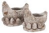 CONCRETE FARM GREY CHICKEN FAMILY PLANTER 21X16X19CM NM