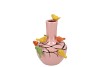 BIRD PINK LIGHT VASE TUBE 16X17CM NM
