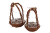 WICKER ELM BRANCHES BROWN EGG BASKET S/2 NM
