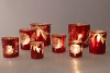 RUBY RED/GOLD T-LIGHT FORREST ASS 15X15CM
