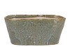 IRON STONE BLUE GLAZED OVAL POT 28X15X13CM