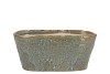 IRON STONE BLUE GLAZED OVAL POT 25X13X11CM