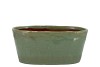IRON STONE GREEN GLAZED OVAL POT 25X13X11CM NM