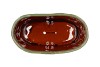 IRON STONE GREEN GLAZED OVAL POT 25X13X11CM NM