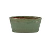 IRON STONE GREEN GLAZED OVAL POT 23X9X10CM NM