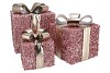 SPARKLE GIFTBOX PINK LED S/3 15X18/20X23/25X28CM