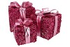 SPARKLE GIFTBOX FUCHSIA LED S/3 15X18/20X23/25X28CM