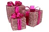 SPARKLE GIFTBOX FUCHSIA LED S/3 15X18/20X23/25X28CM