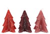 CANDLE FROSTY PINE TREE RED MIX 12X15CM ASS