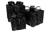 SPARKLE GIFTBOX BLACK LED S/3 15X18/20X23/25X28CM