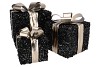 SPARKLE GIFTBOX BLACK LED S/3 15X18/20X23/25X28CM