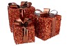 SPARKLE  BROWN GIFTBOX TEDDY LED SET 3 15X18/20X23/25X28CM