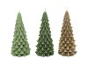 CANDLE FROSTY X-MAS TREE GREEN MIX 8X16CM ASS