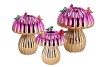 BIRD MUSHROOM VASE METALIC FUCHSIA ASS 14X14X20CM NM