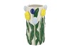 ISA DUTCH BLUE/YELLOW VASE CILINDER TULIP 14X14X23CM NM