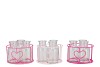 POLLY PINK MIX METAL RACK CIRCLE 3 GLASS ROUND ASS 14X8CM NM