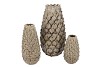 MIKA NORDIC GREEN VASE LONG PINECONE EDGE 14X25CM