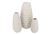MIKA NORDIC WHITE VASE LONG PINECONE EDGE 14X25CM