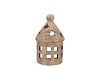 CONCRETE GOLDEN XMAS HOUSE T-LIGHT 14X10X23CM