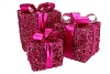 SPARKLE GIFTBOX FUCHSIA LED S/3 10X11/13X13/15X17CM NM