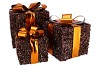 SPARKLE GIFTBOX BROWN LED S/3 10X11/13X13/15X17CM NM