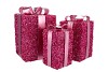 SPARKLE GIFTBOX FUCHSIA LED S/3 15X25/20X35/25X42CM