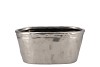 IRON STONE SILVER GLAZED OVAL POT 28X15X13CM