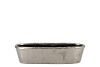 IRON STONE SILVER GLAZED OVAL POT 32X10X8CM