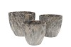 MONTY GREY POT ROUGH S/3 25X21/21X18/16X15CM