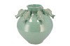 PEARL SEA GREEN VASE FISH 25X25X27CM NM