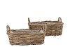 RATTAN KUBOO BASKET RECTANGLE EARS S/2 L39/45 W16/20
