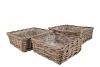 RATTAN KUBOO BASKET SQUARE LOW S/3 W32/37/42 H13/14/15