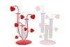 XELLY RED/PINK METAL RACK HEART 2VASES ASS17X12X27