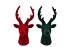 X-MAS FLOCK RED GREEN DEER ASS 13X13X23CM