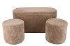 STRIPE CARAMEL POOF S/3 80X40/30X30/30X30CM