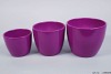 BLOEMPOT PAARS GLANS 3-DELIG 15CM