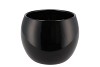 CERAMIC ORCHID POT BLACK SHINY WIDE 16X14CM