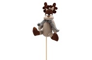 PICK REINDEER PLUSH ON STICK 12X8X15CM (+STICK L62CM) A PIECE