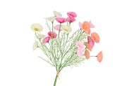 SILK POPPY BOUQUET PASTEL 60CM