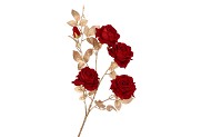 SILK ROSE GOLDIE 5X DARK RED 116CM
