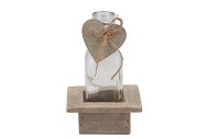 WOODEN RACK + 1-BOTTLE+HEART GREY 10X10X16CM