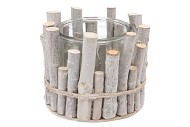 NATURE BIRCH BRANCH WHITEWASH GLASS JAR 16X14CM NM
