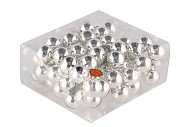 GLASS BALL SHINY SILVER 30MM ON WIRE P/72