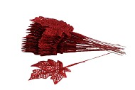 PICK MAPLE LEAF GLITTER RED 9X9X22CM SET OF 25