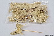 VLINDER OP STOK 10X8CM GOUD L15CM PER 24 STUKS