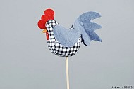 HUHN KUGELRUND AUF STAB BLAU/GRAU 8X50CM